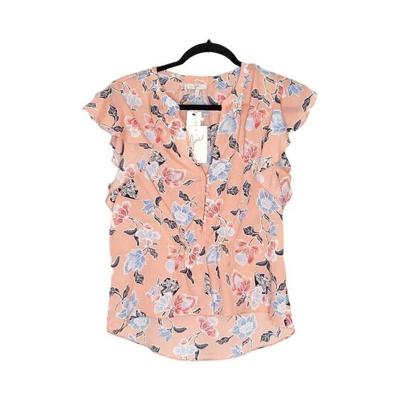 Joie Women’s Crisbell Persimmons Floral Print Flutter Sleeve Blouse NWT Small - Picture 1 of 7
